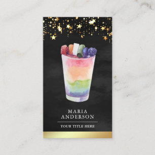 Svart Guld Vattenfärg Färgglad Fruktjuice Glas Visitkort