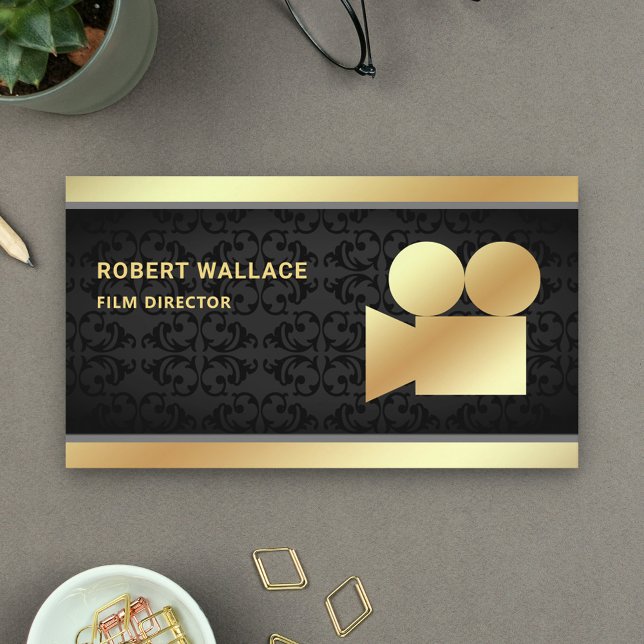Svart Guld Video Kamera Professionell Filmregissör Visitkort (Skapare uppladdad)