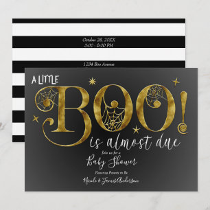 Svart Guld Vit BOO Elegant Bebis Shower Inbjudningar