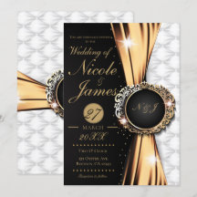 Svart Guld & Vit Elegant Lyxig Bröllops- eller Eve