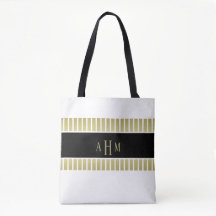 Svart Guld Vit Monogram Rand