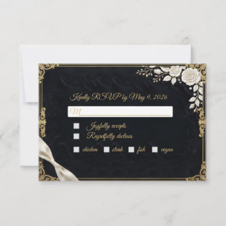 Svart Guld Vit Ros Lyx Elegant Formell OSA Kort