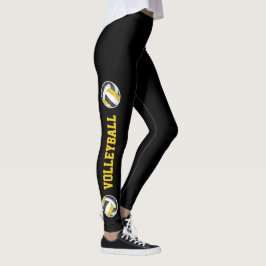 Svart guld volleybollar, bensetext volleyball leggings