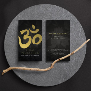 Svart Guld Yoga Instruktör Om Symbol Blommig Linne Visitkort