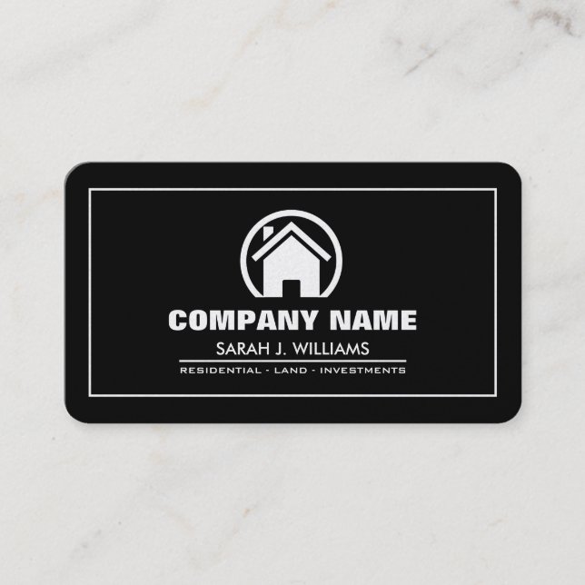 Svart & guld- yrkesmässig fastighet för elegant visitkort (Framsida)