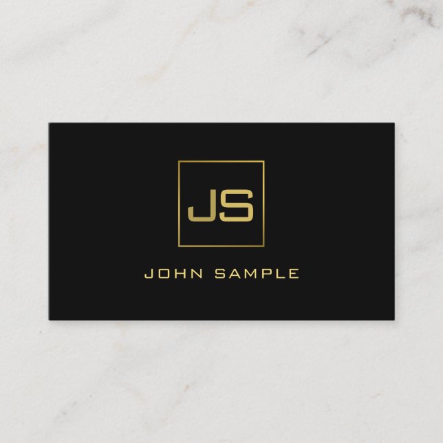 Svart guld- yrkesmässig modern Monogram för Visitkort (Framsida)