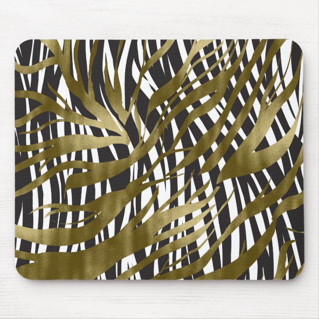 Svart & Guld Zebrarandig Safari Chic Glamour Musmatta (Framsidan)