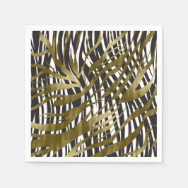 Svart & Guld Zebratryck Safari Chic Glamour Pappersservett