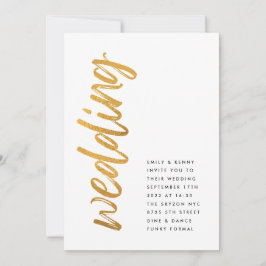 Svart guldblommig Modern enkel Bröllop Inbjudningar