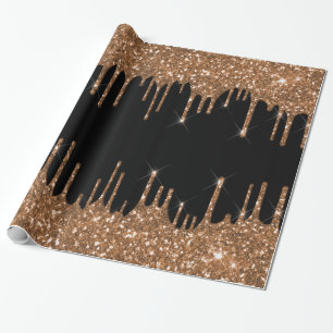 Svart guldglitter dropar kvinnlig lyx presentpapper