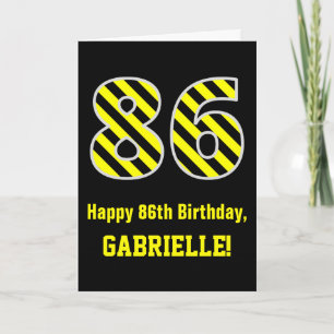 Svart & Guldrandig "86"; 86-årsdag + Namn Kort