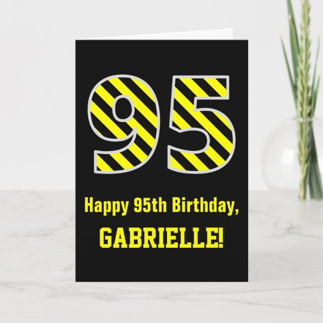 Svart & Guldrandig "95"; 95-årsdag + Namn Kort (Framsida)