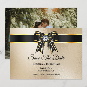 Svart guldskimmer DIY-foto elegant chic lyx Spara Datumet