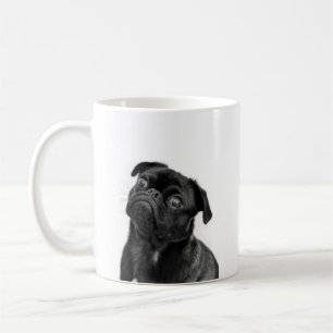 Svart gullig mopsmugg kaffemugg