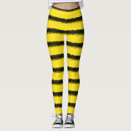 Svart, Gult Bee-Inspired Rand Leggings