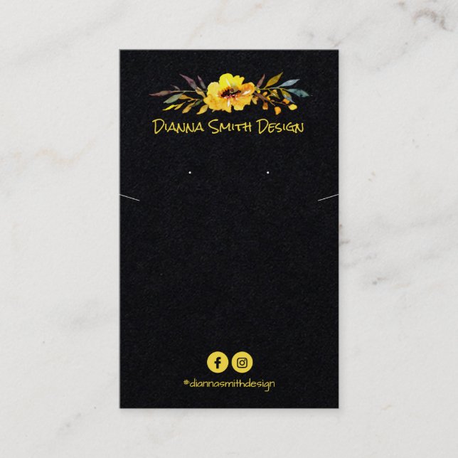 Svart Gult, bläck och etikettinnehavare Visitkort (Framsida)