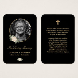 Svart Gult-Blommigt, begravningskort för bön Visitkort