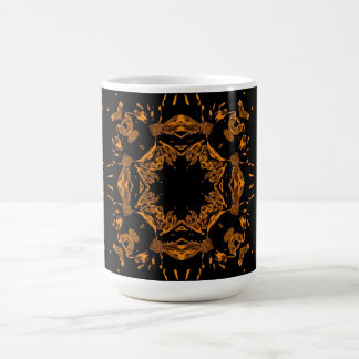 Svart, Gult Blommigt för kopparskador Retro Mönste Kaffemugg