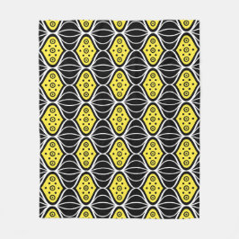 Svart Gult Circle Oval Art Deco Modern Mönster Fleecefilt