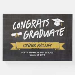 Svart Gult Coola Chalk Gratulerara Student Gästböcker