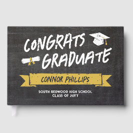 Svart Gult Coola Chalk Gratulerara Student Gästböcker