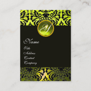 SVART GULT DAMASK MONOGRAM,Topaz Visitkort