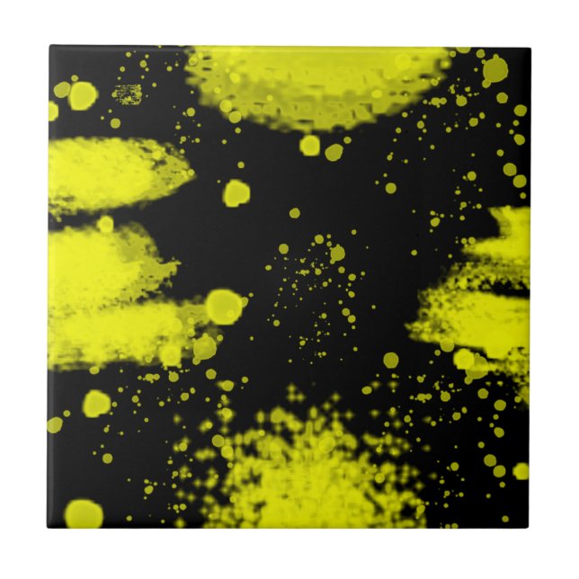 Svart Gult för abstrakt Art Minimalism Kakelplatta (Framsidan)