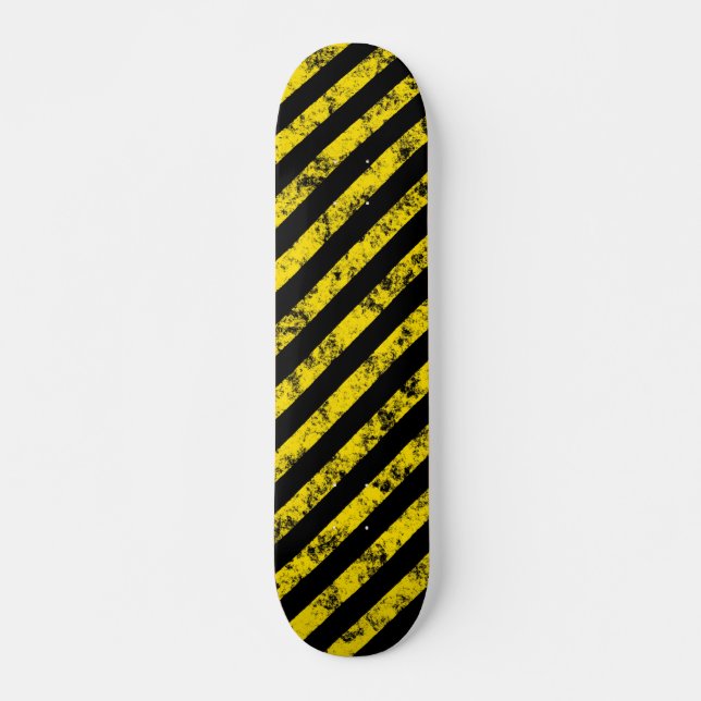 Svart Gult Grunge Caution Tape Rand Mönster Mini Skateboard Bräda 18,5 Cm (Framsida)