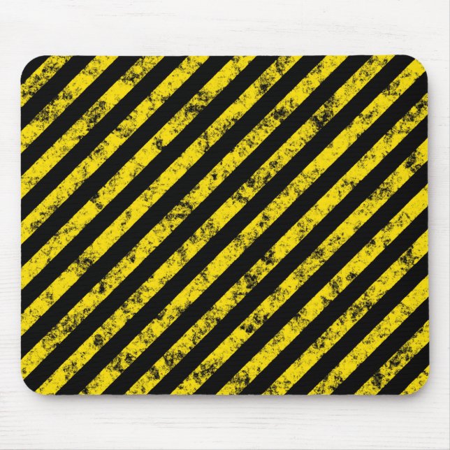 Svart Gult Grunge Caution Tape Rand Mönster Musmatta (Framsidan)