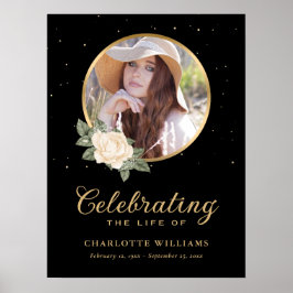 Svart Gult, Guld Blommigt, undertryck Poster