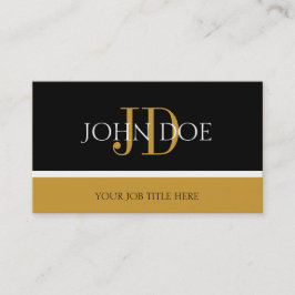 Svart/gult guld för YourJobTitle Monogram Visitkort