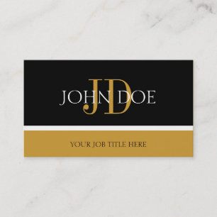 Svart/gult guld för YourJobTitle Monogram Visitkort