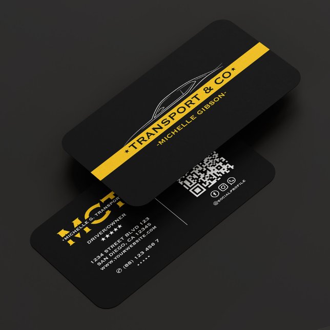 Svart Gult i modern Taxi-drivrutin Visitkort (Modern Taxi Driver Yellow Black Transport Business Card
)