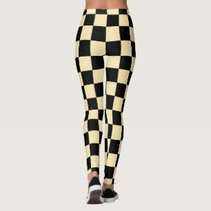 Svart Gult-kontrollerade skinn Leggings