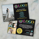 Svart Gult Logotyp Foton Promo Small Business Flygblad<br><div class="desc">Svart, gult och turkosa marknadsföring-flygare för din lilla personlig med logotyp, foton, QR-kod och anpassningsbar. Personlig-reklamflygare för ditt småföretag, kanske fotografi, landskapsvård, skönhet, hälsa och mycket annat. Lägg till foton, adress, social-media, mobilt nummer och all information som dina framtida kunder och kunder kan behöva. Personlig för allmänna flygblad i marknadsföring...</div>