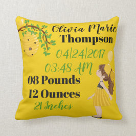 Svart gult meddelande för honunghumlafödelse kudde