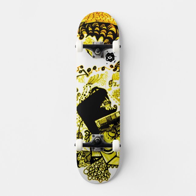 Svart Gult Mini Skateboard Bräda 18,5 Cm (Framsida)