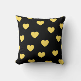 Svart Gult Mysigt Modern Romantic Chic Heart Kudde