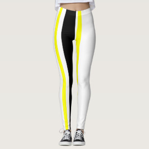 Svart gult och vitt rand leggings