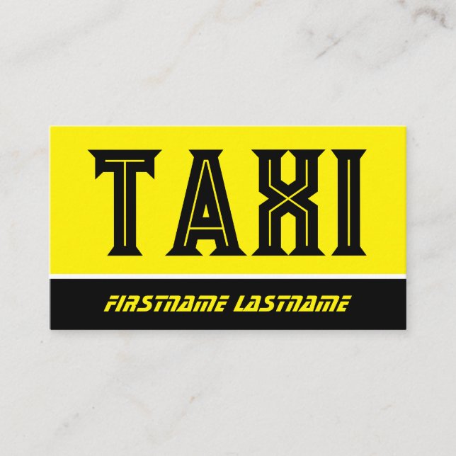 Svart gult TAXI nattjänst för taxi-chaufförer Visitkort (Framsida)