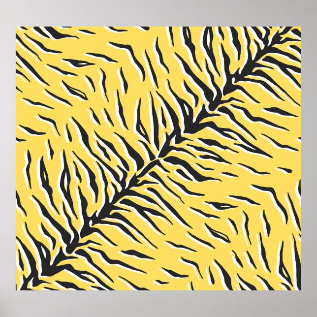 Svart gult tiger rand: vintage mönster. poster (Framsidan)