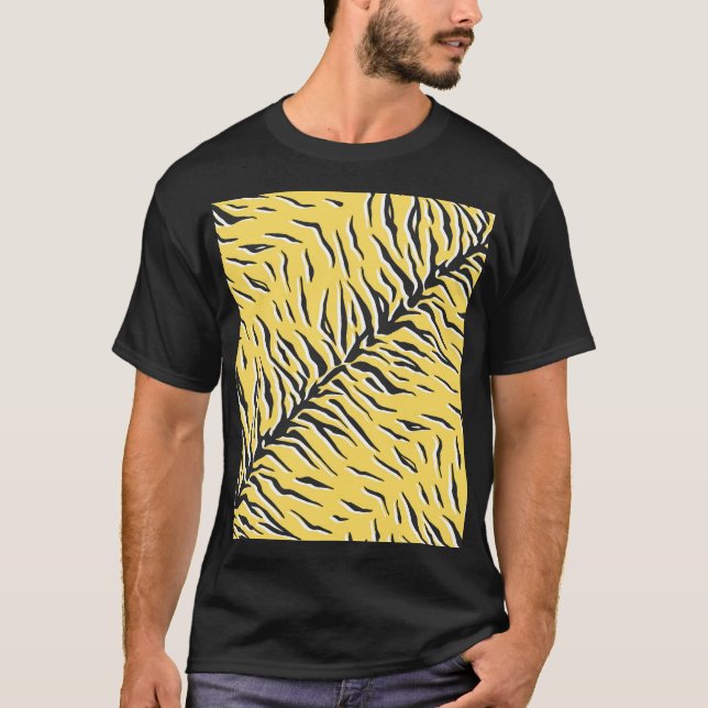 Svart gult tiger rand: vintage mönster. t shirt (Framsida)