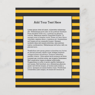 Svart Gult Vågrät Linjer Geometric Bee Animal Flygblad