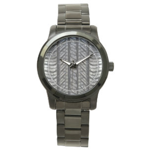 Svart gummi, Däck-tråd, Struktur design Armbandsur