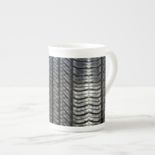 Svart gummi, Däck-tråd, Struktur design Benporslin Mugg