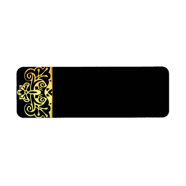 Svart gyllene bröllop-returetiketter returadress etikett (Framsidan)
