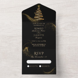Svart gyllene elegant julgran bröllop