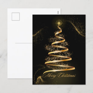 Svart gyllene elegant julgran gnistra helg vykort
