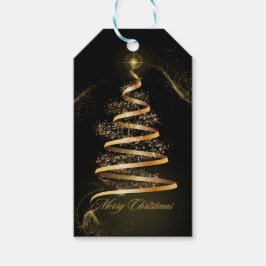 Svart gyllene elegant julgran gnistra presentetikett