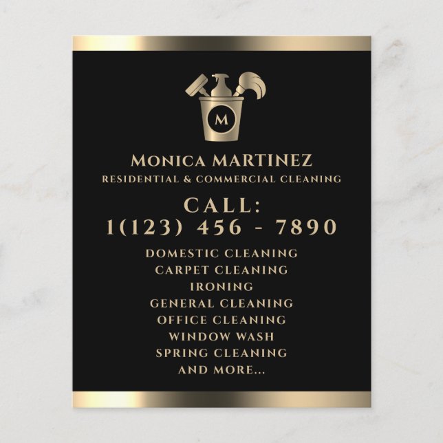 Svart gyllene med logotyp flygblad (Framsidan)